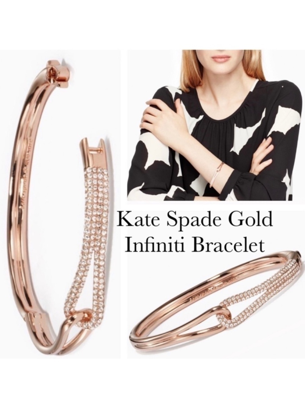 Kate Spade Gold & Crystal Infiniti Bracelet NWT - Picture 1 of 3